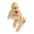 thumbnail image 1 of Ruyang Baby 2 Piece Outfit I Love Papa Sweatsuit Set Long Sleeve Hoodies Sweatpants Suit Cotton Cute Joggers Tracksuit Winter Clothes, 1 of 4
