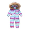 thumbnail image 1 of Ruyang Baby Boys Camouflage Snowsuit Toddler Girls Winter Warm Heart Graphic Jumpsuit Faux 𝐅𝐮𝐫 Hooded Zipper 𝐎nesie, 1 of 6