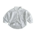 thumbnail image 1 of Ruyang Baby Boys Cotton Linen Shirts Long Sleeve Thin Button down Collar Tops with Pockets Toddler Plain Fall Casual Shirts, 1 of 8
