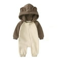 thumbnail image 1 of Ruyang Baby Boys Cute Hooded Bodysuit Long Sleeve Zipper First Birthday Outfit Fall Winter Cotton Warm Footless Jumpsuit, 1 of 4