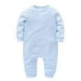 thumbnail image 1 of Ruyang Baby Boys Girls First Birthday Outfits Fall Winter Warm Cotton Jumpsuit Long Sleeve Button Down Footless Romper, 1 of 8
