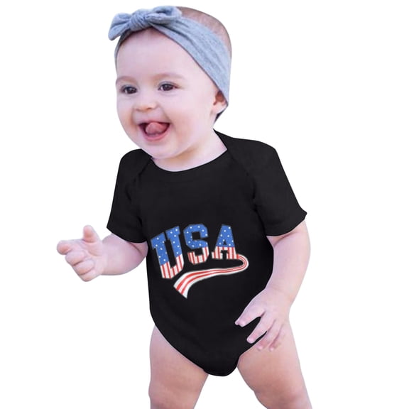 Ruyang Baby Boys Girls Patriotic Romper USA American Flag Print Short Sleeve Onesie Summer Fashion Casual 4th of July Jumpsuit