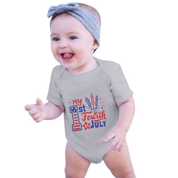 Ruyang Baby Boys Girls Patriotic Romper USA American Flag Print Short Sleeve Onesie Summer Fashion Casual 4th of July Jumpsuit