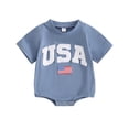 thumbnail image 1 of Ruyang Baby Boys Girls Patriotic Romper USA American Flag Print Short Sleeve Onesie Summer Fashion Casual 4th of July Jumpsuit, 1 of 3