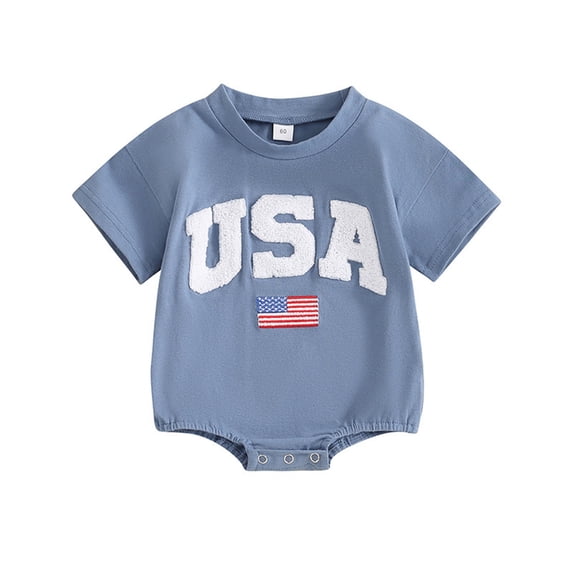 Ruyang Baby Boys Girls Patriotic Romper USA American Flag Print Short Sleeve Onesie Summer Fashion Casual 4th of July Jumpsuit