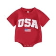 thumbnail image 1 of Ruyang Baby Boys Girls Patriotic Romper USA American Flag Print Short Sleeve Onesie Summer Fashion Casual 4th of July Jumpsuit, 1 of 8
