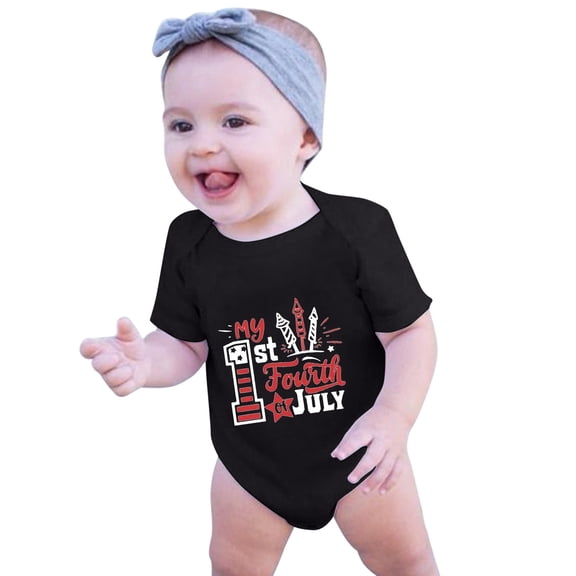 Ruyang Baby Boys Girls Patriotic Romper USA American Flag Print Short Sleeve Onesie Summer Fashion Casual 4th of July Jumpsuit
