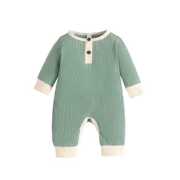 Ruyang Baby Boys Girls Striped Jumpsuit Cute Long Sleeve Button Down Outfit Crew Neck Footless Fall Winter Warm Bodysuit