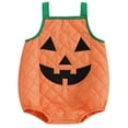 thumbnail image 1 of Ruyang Baby Boys Pumpkin Onesie Cute Straps Romper Buttons New Born 1st Halloween Outfit Baggy Sleeveless Plaid Bodysuit, 1 of 9