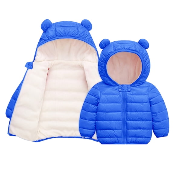 Ruyang Baby Fleece Lined Puffer Jacket Toddler Boys Girls Cute Bear Hooded Coat Winter Padded Warm Zip Up Quilted Outwear