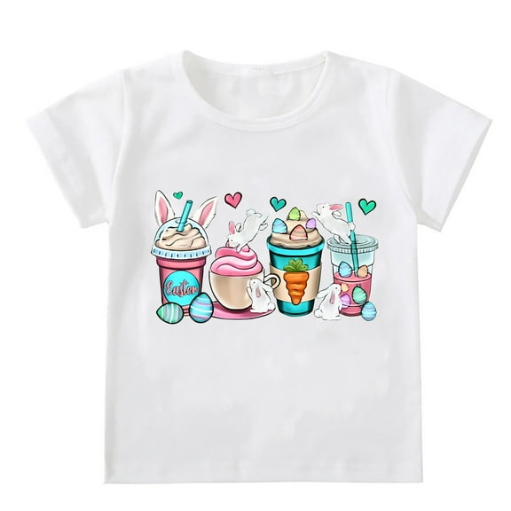 Ruyang Baby Girl Boy Easter Clothes Bunny Shirt Short Sleeve Top Kids Easter Summer Shirt Toddler Cute Bunny T shirt