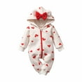 thumbnail image 1 of Ruyang Baby Girl Valentine's Day Outfits Heart Print Hooded Jumpsuit Romper New Born Adorable Zip Long Sleeve Bodysuit, 1 of 9