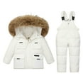 thumbnail image 1 of Ruyang Baby Girls 2 Piece Snowsuit Toddler Boys Winter Padded Puffer Snow Suit Hooded Ski Jacket Zip Up Bib Pants Set, 1 of 2