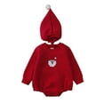 thumbnail image 1 of Ruyang Baby Girls Boys Christmas Romper with Hat Cute First Birthday Bodysuit Fall Winter Long Sleeve Cotton Jumpsuit, 1 of 9