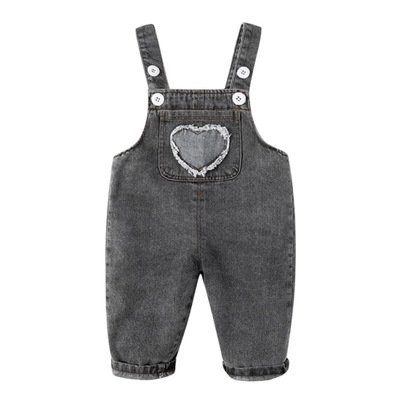 Ruyang Baby Girls Boys Denim Overalls Toddler Heart Patchwork Bib Pants Kids Jeans Jumpsuit Casual Trendy Retro Distressed Romper