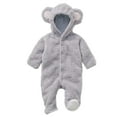 thumbnail image 1 of Ruyang Baby Girls Boys Fleece Bodysuit Cute Animals Hooded Jumpsuit Fall Winter Warm Long Sleeve Outfits Footie Romper, 1 of 9