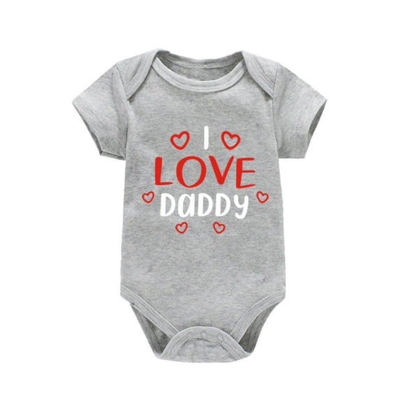 Ruyang Baby Girls Boys Valentine's Day Bodysuit Baby Letter Heart Print Romper Short Sleeve Jumpsuit Summer Cozy Clothes
