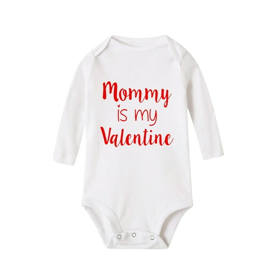 Ruyang Baby Girls Boys Valentine's Day Romper Letter Heart Print Bodysuit New Born Long Sleeve Valentine's Clothes