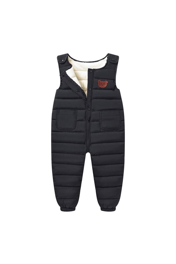 Baby Girls Boys Winter Snowsuit Toddler Cute Warm Down Ski Pants Water-proof Windproof Sleeveless Overalls Pockets