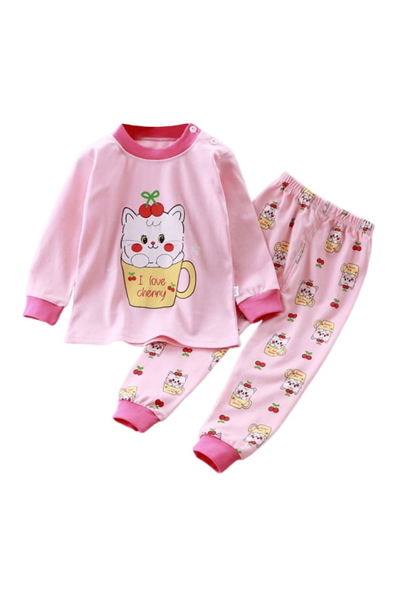 Baby Girls Cat Clothing Set Kids Boys Cute Graphic Shirt Pants 2 Piece Outfit Fall Winter Soft Warm Cotton Clothes Winter Clothes