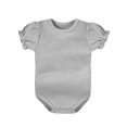 thumbnail image 1 of Ruyang Baby Girls Cotton Rompers Ruffle Puff Short Sleeve Round Neck Bodysuit Infant Solid Triangle Crawling Clothes, 1 of 2