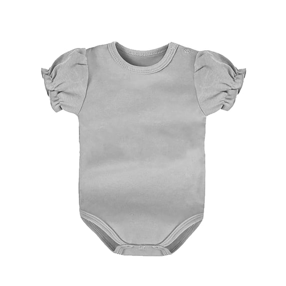 Ruyang Baby Girls Cotton Rompers Ruffle Puff Short Sleeve Round Neck Bodysuit Infant Solid Triangle Crawling Clothes