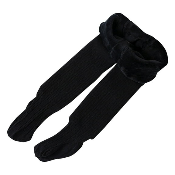Ruyang Baby Girls Fleece Lined Tights Thick Warm Thermal Cable Knit Footed Leggings Plain Soft Stretchy Cotton Stockings