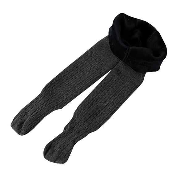 Ruyang Baby Girls Fleece Lined Tights Thick Warm Thermal Cable Knit Footed Leggings Plain Soft Stretchy Cotton Stockings