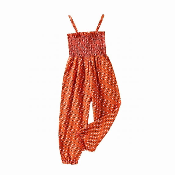 Ruyang Baby Girls Jumpsuit Wide Legged Love Print Waist Hugging Camisole Romper Classic Retro Loungewear for Girls