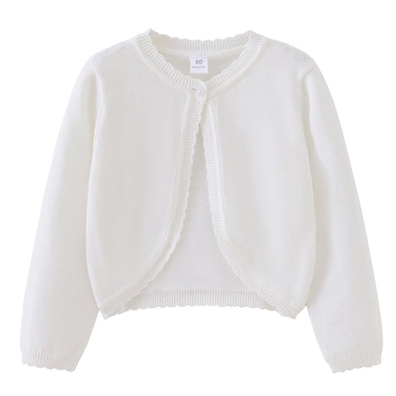 Ruyang Baby Girls Knit Cardigan Sweaters Long Sleeve One Button Knitted Sweater Plain Cropped Cardigan Cute Warm Shawl