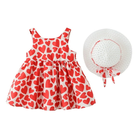 Ruyang Baby Girls Summer Tutu Dresses Toddler Backless Sundress Princess Birthday Party Dress with Straw Hat 2PCS