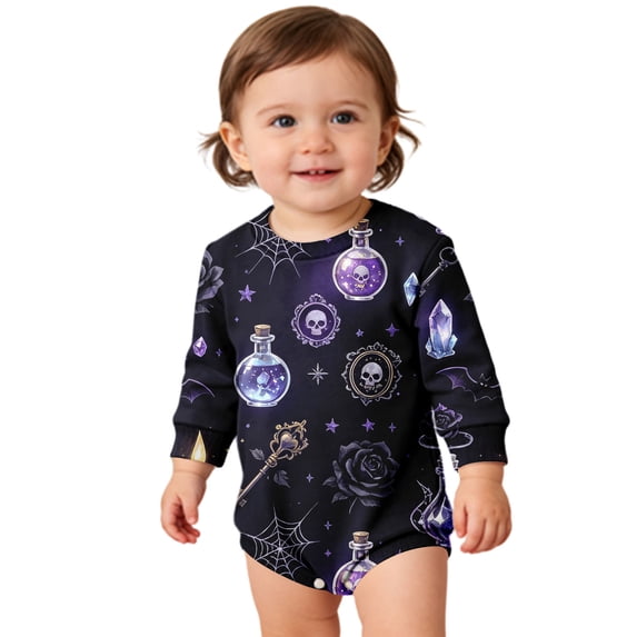 Ruyang Baby Halloween Outfit Boys Girls Funny Flower Print Sweatshirt Romper Toddler Long Sleeve Bodysuits Newborn Infant Clothes