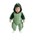 thumbnail image 1 of Ruyang Baby Hooded Long Sleeve Jumpsuit Infant Dinosaur Button Onesie Cute Soft Fall Winter Crawling Suit Home Wear, 1 of 4