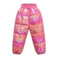 thumbnail image 1 of Ruyang Baby Metallic Snow Pants Winter Warm Puffer Down Thick Trousers Toddler Boys Girls Colorful Elastic Waist Ski Bib Pants, 1 of 5