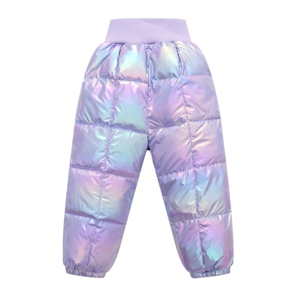 Ruyang Baby Metallic Snow Pants Winter Warm Puffer Down Thick Trousers Toddler Boys Girls Colorful Elastic Waist Ski Bib Pants