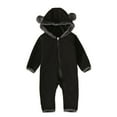 thumbnail image 1 of Ruyang Baby Polar Fleece Jumpsuit New Born Boys Girls Fuzzy Bear Ears Hooded Outfits Winter Warm Snowsuit Zip Up Onesie, 1 of 9