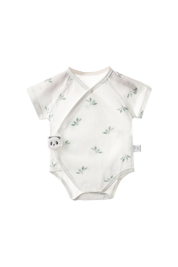 Baby Side Bodysuit Kimono Onsies Cotton Cute Pattern Short Sleeve Rompers Summer Soft Cotton Triangle Jumpsuit