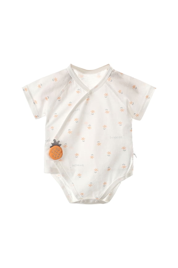 Baby Side Bodysuit Kimono Onsies Cotton Cute Pattern Short Sleeve Rompers Summer Soft Cotton Triangle Jumpsuit