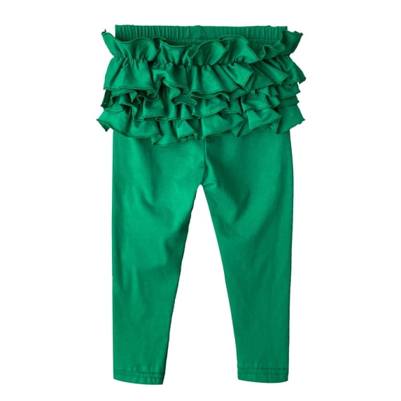 Ruyang Baby Solid Color Leggings Toddlers Little Girls Gymnastics Pants Yoga Dance Workout Tight Pants with Flower Trim
