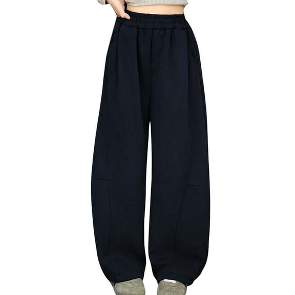 Ruyang Baggy Sweatpants for Teen Girls Y2K Wide Leg Preppy Athletic Pants Elastic High Waisted Fall Winter School Joggers Winter Clothes