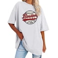thumbnail image 1 of Ruyang Baseball Printed Shirt Women's Oversized Graphic T Shirt Casual Crewneck Tunic Soft Blouse Tops Casual Raglan Tee, 1 of 4