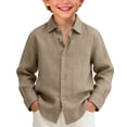 thumbnail image 1 of Ruyang Black Dress Shirt for Boys Button Up Shirts Kids Long Sleeve School Formal Tops Lapel Plain Tee, 1 of 4