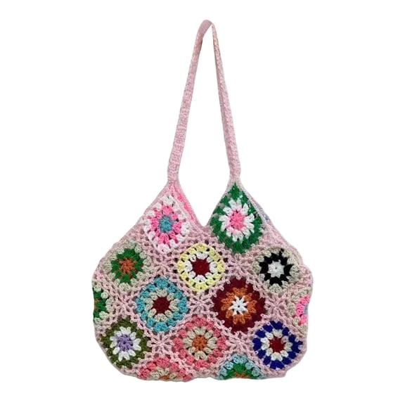 Ruyang Boho Crochet Woven Womens Bag Ethnic Style Pattern Hand Hook Heavy Industry Shoulder Bag Portable Handmade Hand Bag