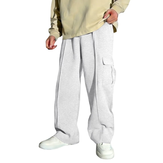 Ruyang Boys Baggy Cargo Sweatpants Straight Wide Leg Open Bottom Drawstring Elastic Waist Workout Athletic Joggers Kids Track Pants