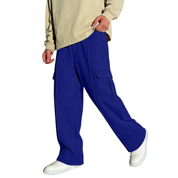 Ruyang Boys Baggy Cargo Sweatpants Straight Wide Leg Open Bottom Drawstring Elastic Waist Workout Athletic Joggers Kids Track Pants