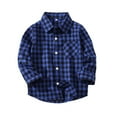 thumbnail image 1 of Ruyang Boys Button Down Blue Flannel Shirt Long Sleeve Plaid Shirts with Pocket Spring Fall Lightweight Cardigan Jacket, 1 of 5