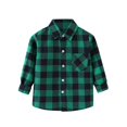thumbnail image 1 of Ruyang Boys Button Down Green Flannel Shirt Spring Summer Long Sleeve Plaid Print Shirts Lightweight Cardigan Jacket, 1 of 7