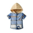 thumbnail image 1 of Ruyang Boys Flannel Plaid Hood Shirts Casual Roll Up Button Down Tee Shirt Tops with Pocket Summer Short Sleeve Clothes, 1 of 4