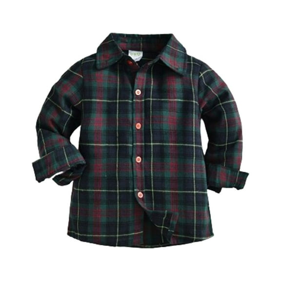 Ruyang Boys Flannel Plaid Shirts Casual Long Sleeve Roll Up Button Down Tee Shirt Tops with Pockets Spring Fall Clothes
