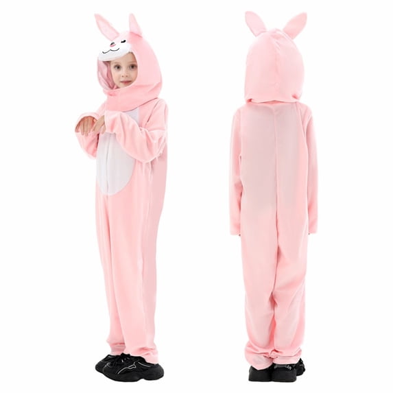 Ruyang Boys Girls Bunny Animal Easter Outfit Long Sleeve Romper With Rabbit Hat Cap Teens Kids Cute Plush Performance Jumpsuit Set